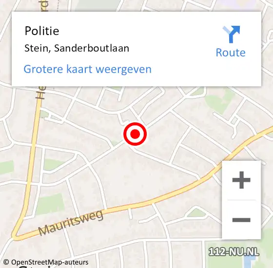 Locatie op kaart van de 112 melding: Politie Stein, Sanderboutlaan op 7 december 2018 21:01