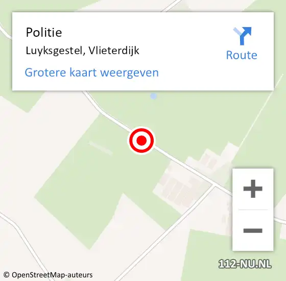 Locatie op kaart van de 112 melding: Politie Luyksgestel, Vlieterdijk op 7 december 2018 21:27