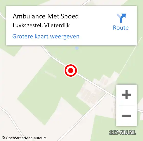 Locatie op kaart van de 112 melding: Ambulance Met Spoed Naar Luyksgestel, Vlieterdijk op 7 december 2018 21:27