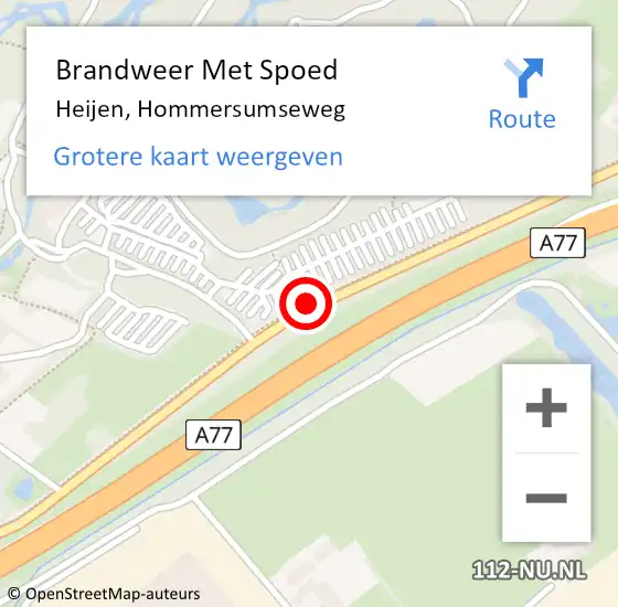 Locatie op kaart van de 112 melding: Brandweer Met Spoed Naar Heijen, Hommersumseweg op 7 december 2018 21:46