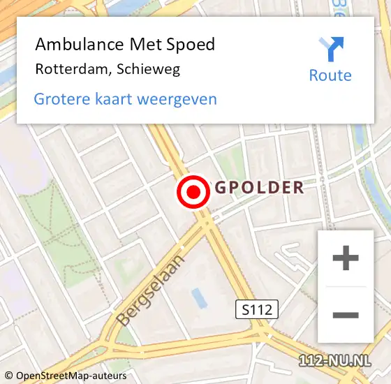 Locatie op kaart van de 112 melding: Ambulance Met Spoed Naar Rotterdam, Schieweg op 7 december 2018 22:06
