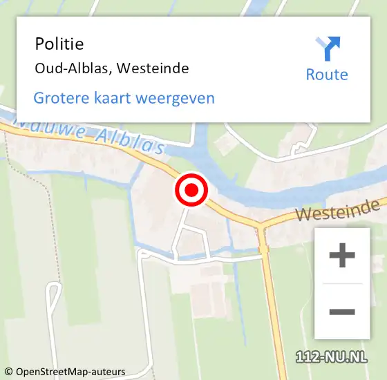 Locatie op kaart van de 112 melding: Politie Oud-Alblas, Westeinde op 7 december 2018 23:02