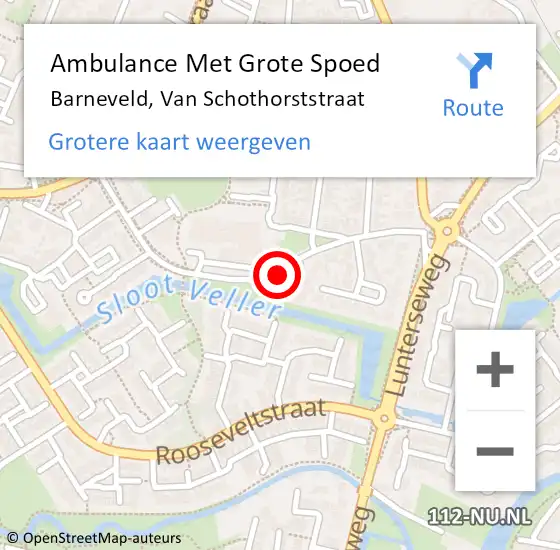 Locatie op kaart van de 112 melding: Ambulance Met Grote Spoed Naar Barneveld, Van Schothorststraat op 7 december 2018 23:31