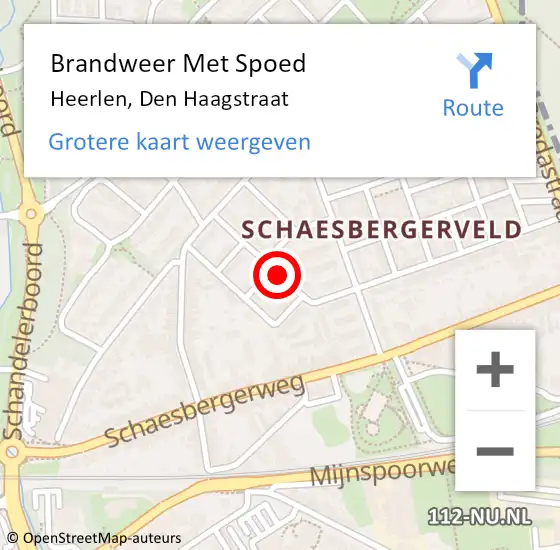 Locatie op kaart van de 112 melding: Brandweer Met Spoed Naar Heerlen, Den Haagstraat op 7 december 2018 23:33