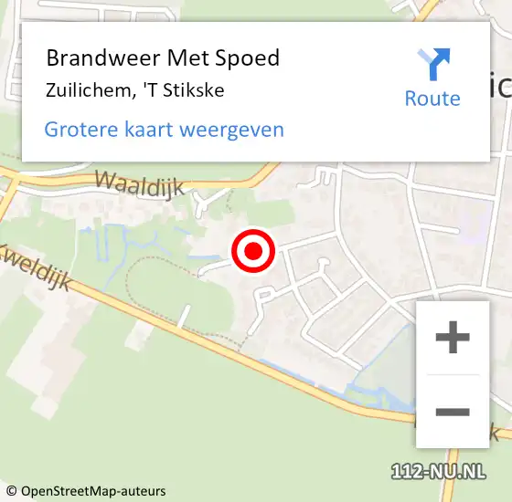 Locatie op kaart van de 112 melding: Brandweer Met Spoed Naar Zuilichem, 'T Stikske op 8 december 2018 00:16