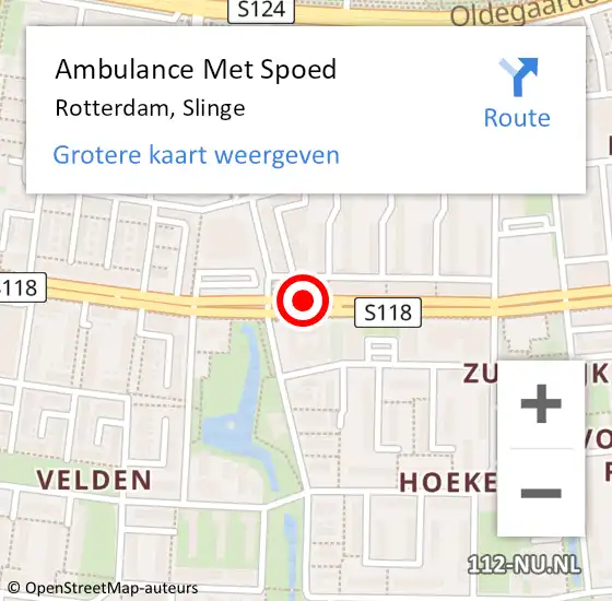 Locatie op kaart van de 112 melding: Ambulance Met Spoed Naar Rotterdam, Slinge op 8 december 2018 00:34