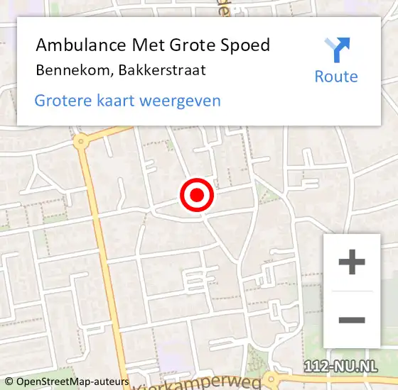 Locatie op kaart van de 112 melding: Ambulance Met Grote Spoed Naar Bennekom, Bakkerstraat op 8 december 2018 03:07