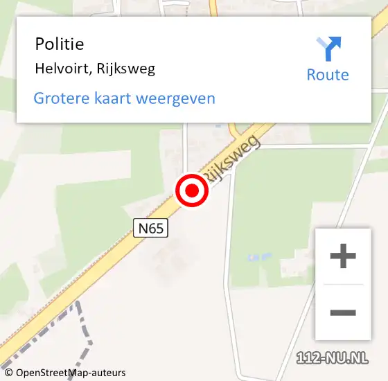 Locatie op kaart van de 112 melding: Politie Helvoirt, Rijksweg op 8 december 2018 04:13
