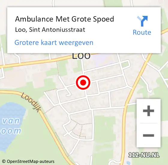 Locatie op kaart van de 112 melding: Ambulance Met Grote Spoed Naar Loo, Sint Antoniusstraat op 8 december 2018 04:31