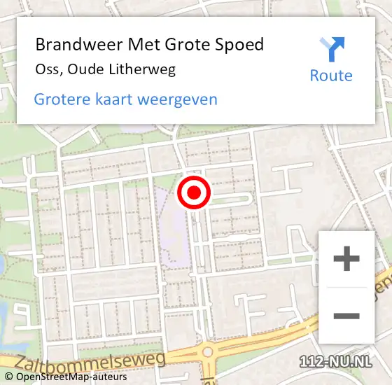 Locatie op kaart van de 112 melding: Brandweer Met Grote Spoed Naar Oss, Oude Litherweg op 8 december 2018 04:47