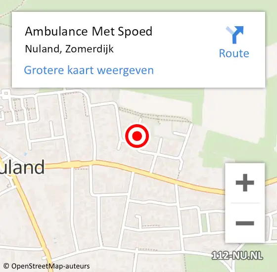 Locatie op kaart van de 112 melding: Ambulance Met Spoed Naar Nuland, Zomerdijk op 8 december 2018 07:55