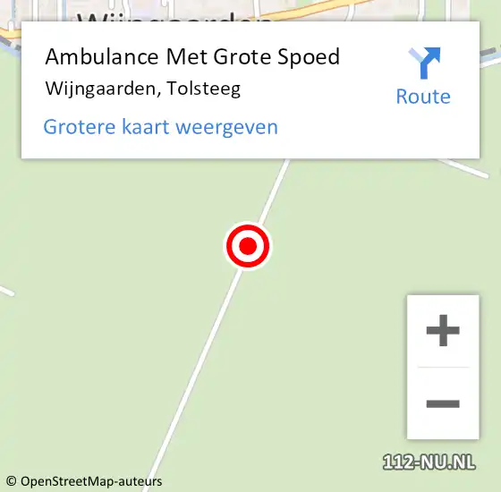 Locatie op kaart van de 112 melding: Ambulance Met Grote Spoed Naar Wijngaarden, Tolsteeg op 8 december 2018 09:08