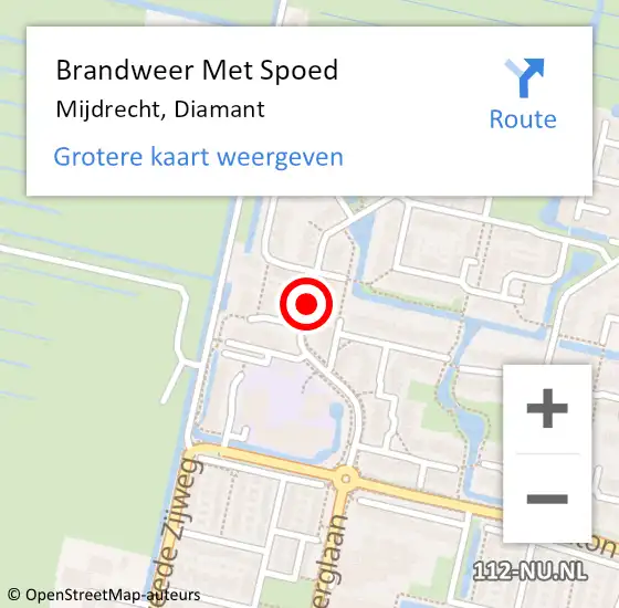 Locatie op kaart van de 112 melding: Brandweer Met Spoed Naar Mijdrecht, Diamant op 8 december 2018 10:10