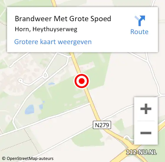 Locatie op kaart van de 112 melding: Brandweer Met Grote Spoed Naar Horn, Heythuyserweg op 8 december 2018 10:56