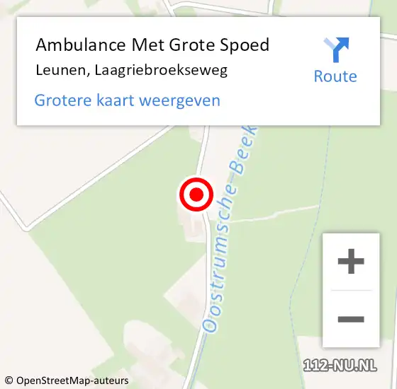 Locatie op kaart van de 112 melding: Ambulance Met Grote Spoed Naar Leunen, Laagriebroekseweg op 8 december 2018 10:56