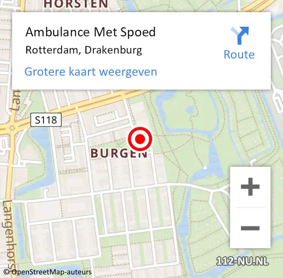 Locatie op kaart van de 112 melding: Ambulance Met Spoed Naar Rotterdam, Drakenburg op 8 december 2018 11:07