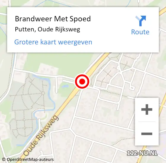 Locatie op kaart van de 112 melding: Brandweer Met Spoed Naar Putten, Oude Rijksweg op 8 december 2018 11:26