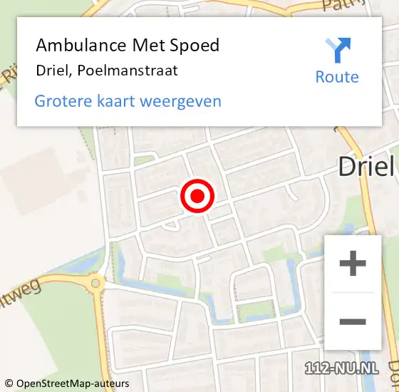 Locatie op kaart van de 112 melding: Ambulance Met Spoed Naar Driel, Poelmanstraat op 8 december 2018 11:39