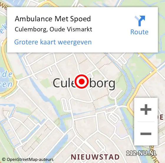 Locatie op kaart van de 112 melding: Ambulance Met Spoed Naar Culemborg, Oude Vismarkt op 8 december 2018 13:32