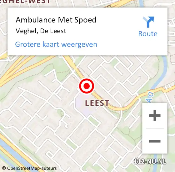 Locatie op kaart van de 112 melding: Ambulance Met Spoed Naar Veghel, De Leest op 8 december 2018 13:33