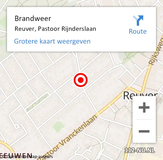 Locatie op kaart van de 112 melding: Brandweer Reuver, Pastoor Rijnderslaan op 8 december 2018 13:47