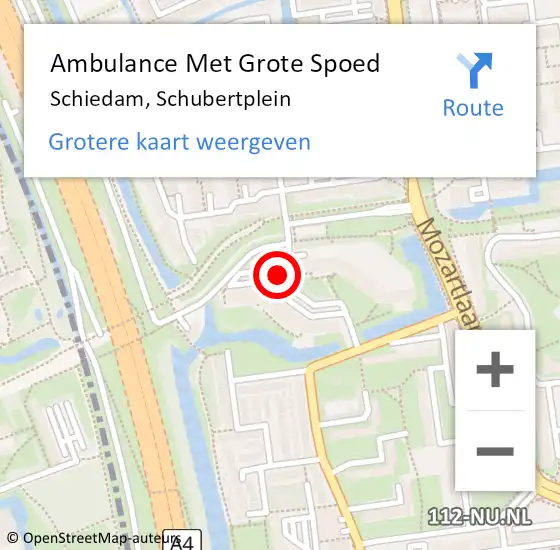 Locatie op kaart van de 112 melding: Ambulance Met Grote Spoed Naar Schiedam, Schubertplein op 8 december 2018 13:58
