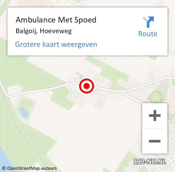 Locatie op kaart van de 112 melding: Ambulance Met Spoed Naar Balgoij, Hoeveweg op 8 december 2018 14:03