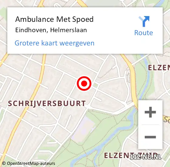 Locatie op kaart van de 112 melding: Ambulance Met Spoed Naar Eindhoven, Helmerslaan op 8 december 2018 17:04