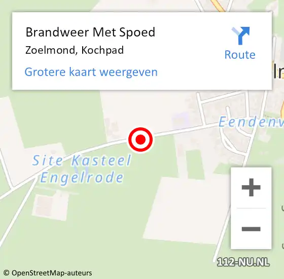 Locatie op kaart van de 112 melding: Brandweer Met Spoed Naar Zoelmond, Kochpad op 8 december 2018 17:32