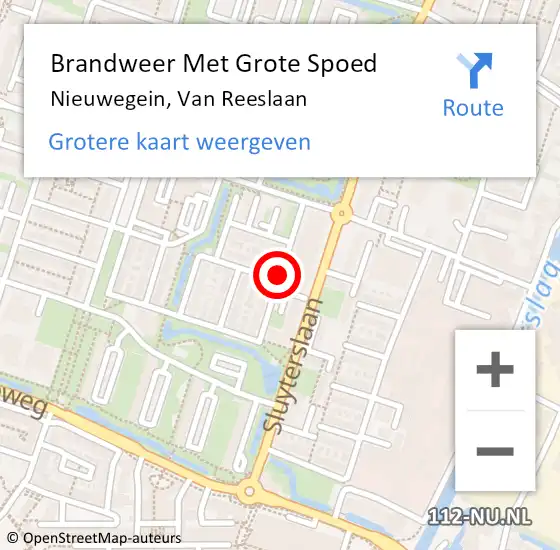 Locatie op kaart van de 112 melding: Brandweer Met Grote Spoed Naar Nieuwegein, Van Reeslaan op 8 december 2018 17:40