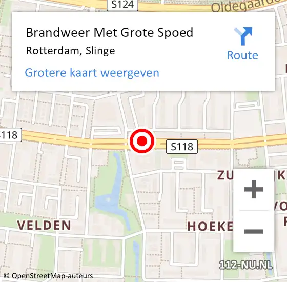 Locatie op kaart van de 112 melding: Brandweer Met Grote Spoed Naar Rotterdam, Slinge op 8 december 2018 17:40