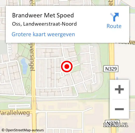 Locatie op kaart van de 112 melding: Brandweer Met Spoed Naar Oss, Landweerstraat-Noord op 8 december 2018 17:45