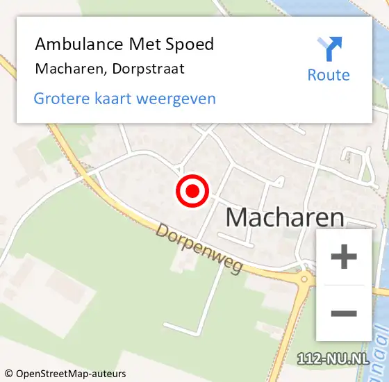 Locatie op kaart van de 112 melding: Ambulance Met Spoed Naar Macharen, Dorpstraat op 8 december 2018 17:51