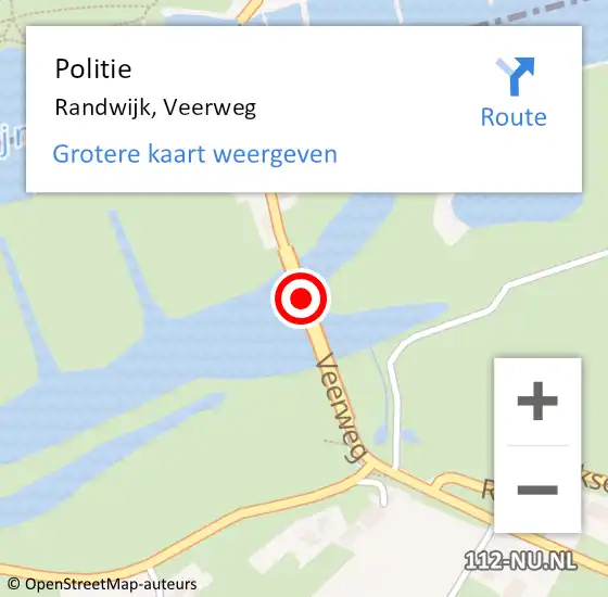 Locatie op kaart van de 112 melding: Politie Randwijk, Veerweg op 8 december 2018 19:19