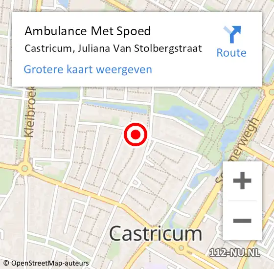 Locatie op kaart van de 112 melding: Ambulance Met Spoed Naar Castricum, Juliana Van Stolbergstraat op 8 december 2018 20:46