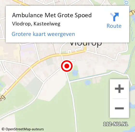 Locatie op kaart van de 112 melding: Ambulance Met Grote Spoed Naar Vlodrop, Kasteelweg op 17 maart 2014 08:31