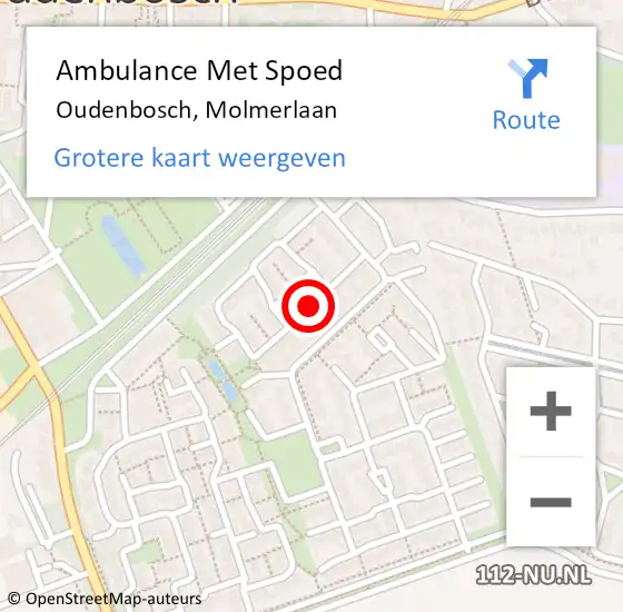 Locatie op kaart van de 112 melding: Ambulance Met Spoed Naar Oudenbosch, Molmerlaan op 8 december 2018 23:47