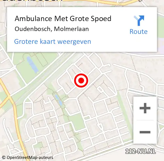 Locatie op kaart van de 112 melding: Ambulance Met Grote Spoed Naar Oudenbosch, Molmerlaan op 8 december 2018 23:48