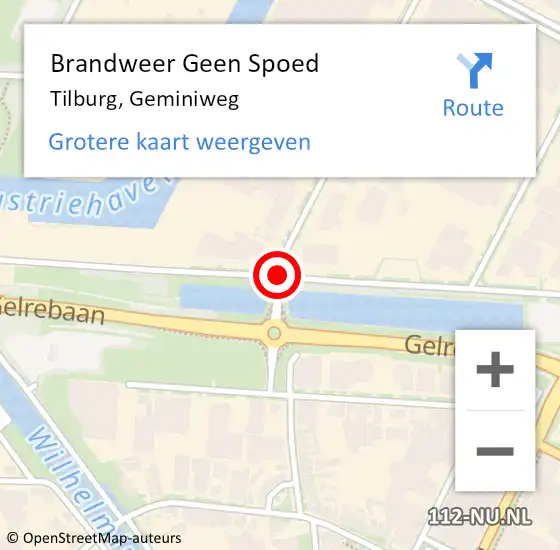 Locatie op kaart van de 112 melding: Brandweer Geen Spoed Naar Tilburg, Geminiweg op 8 december 2018 23:49