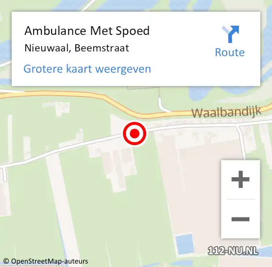 Locatie op kaart van de 112 melding: Ambulance Met Spoed Naar Nieuwaal, Beemstraat op 9 december 2018 00:19