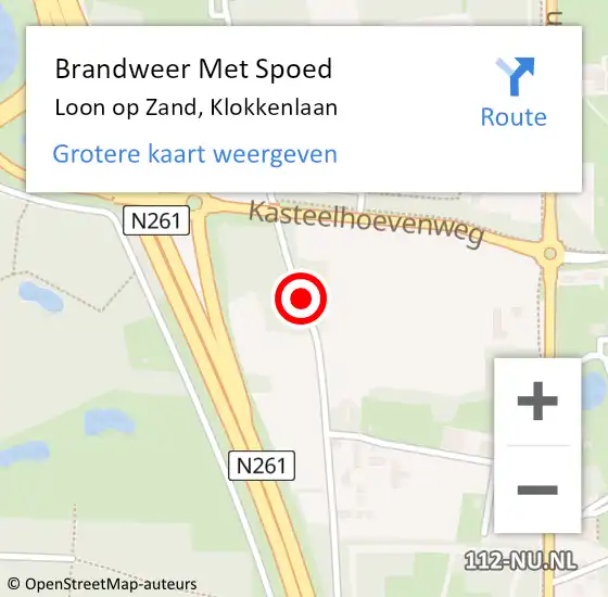 Locatie op kaart van de 112 melding: Brandweer Met Spoed Naar Loon op Zand, Klokkenlaan op 9 december 2018 02:33