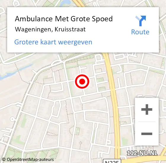 Locatie op kaart van de 112 melding: Ambulance Met Grote Spoed Naar Wageningen, Kruisstraat op 9 december 2018 06:15