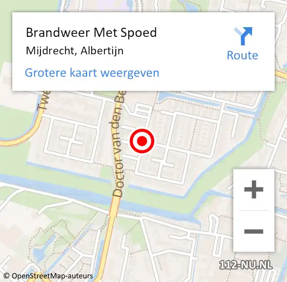 Locatie op kaart van de 112 melding: Brandweer Met Spoed Naar Mijdrecht, Albertijn op 9 december 2018 08:42