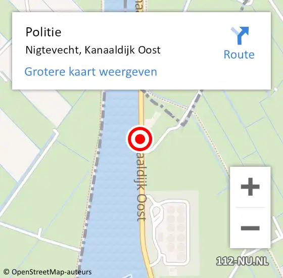 Locatie op kaart van de 112 melding: Politie Nigtevecht, Kanaaldijk Oost op 9 december 2018 09:00