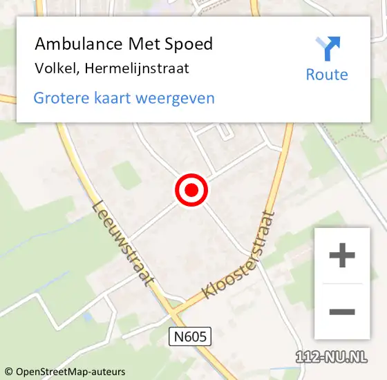 Locatie op kaart van de 112 melding: Ambulance Met Spoed Naar Volkel, Hermelijnstraat op 9 december 2018 11:14