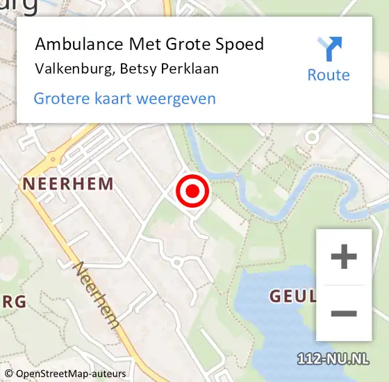 Locatie op kaart van de 112 melding: Ambulance Met Grote Spoed Naar Valkenburg, Betsy Perklaan op 17 maart 2014 09:01