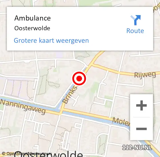 Locatie op kaart van de 112 melding: Ambulance Oosterwolde op 9 december 2018 11:44
