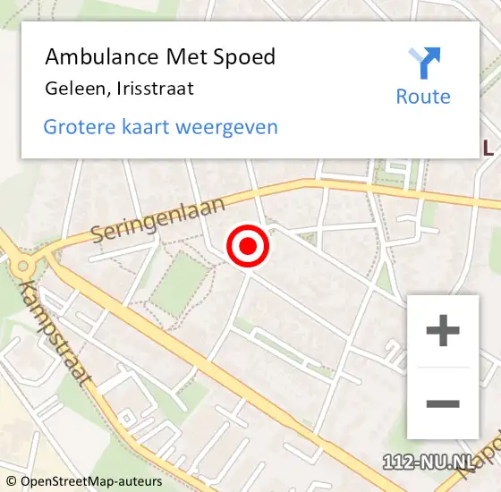 Locatie op kaart van de 112 melding: Ambulance Met Spoed Naar Geleen, Irisstraat op 17 maart 2014 09:02