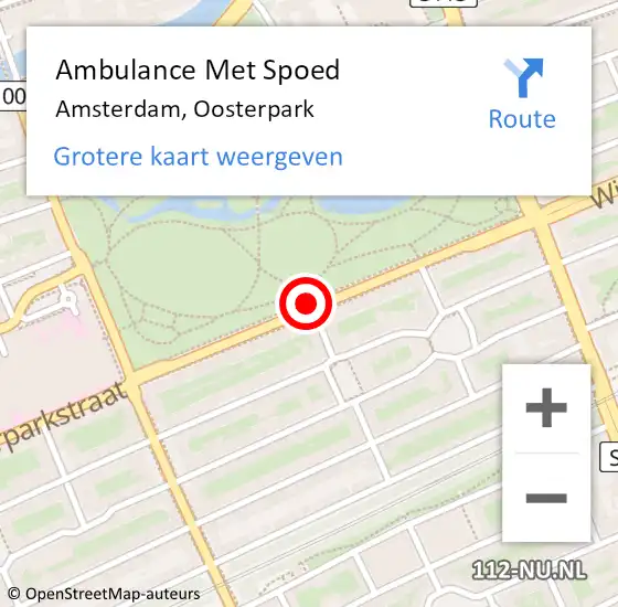 Locatie op kaart van de 112 melding: Ambulance Met Spoed Naar Amsterdam, Oosterpark op 9 december 2018 12:36