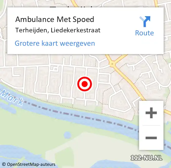 Locatie op kaart van de 112 melding: Ambulance Met Spoed Naar Terheijden, Liedekerkestraat op 9 december 2018 14:11